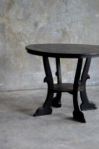 Black Carved Round Dining Table - One