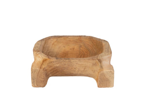 Teak Round Planter Shallow - Blonde