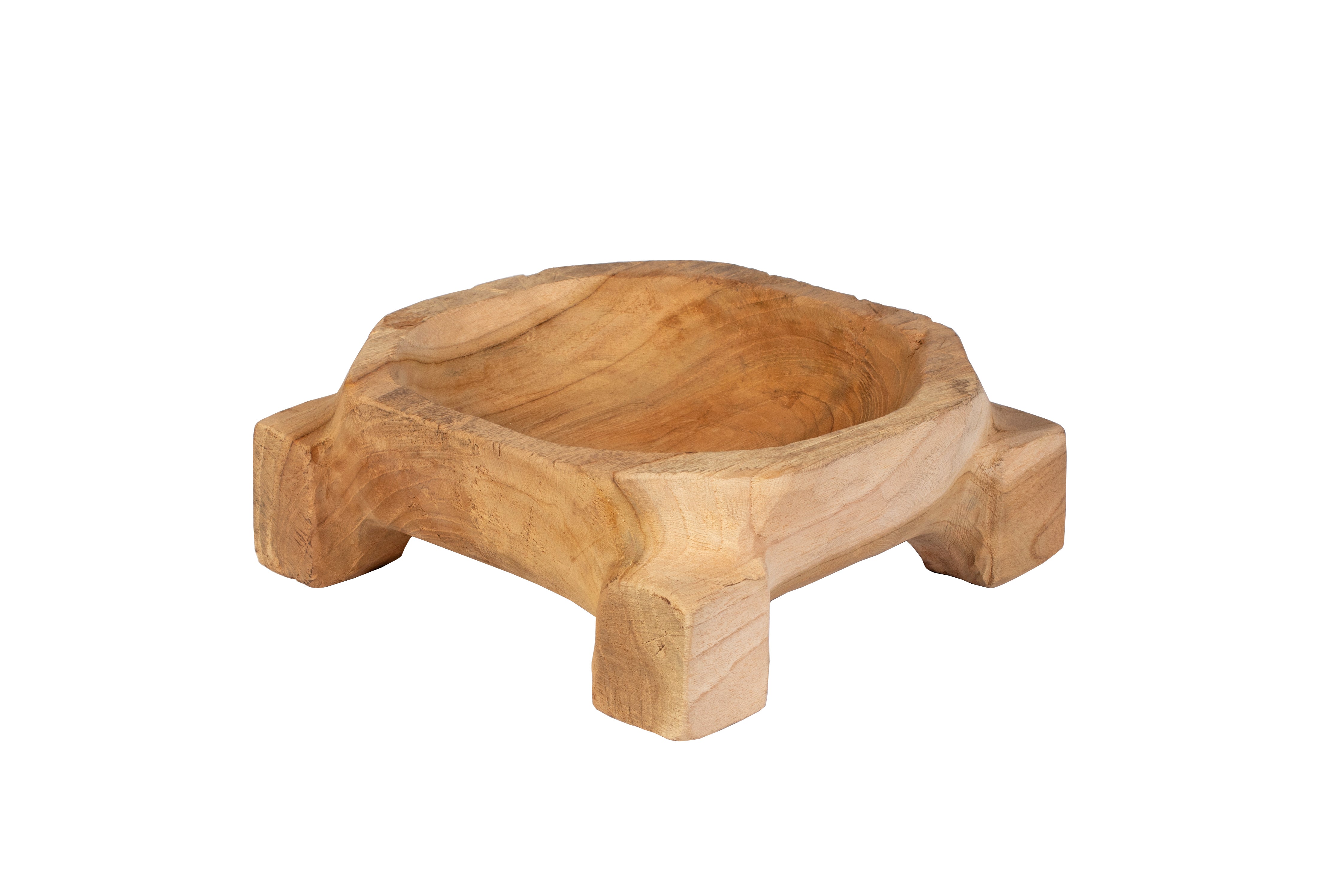 Teak Round Planter Shallow - Blonde