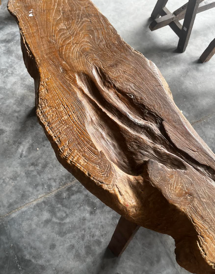 Natural wood bench