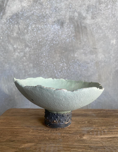 LICHEN AND BRONZE FOOTED BOWL