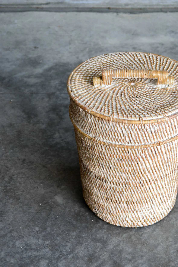 White Rattan Basket - Four