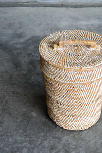 White Rattan Basket - Four