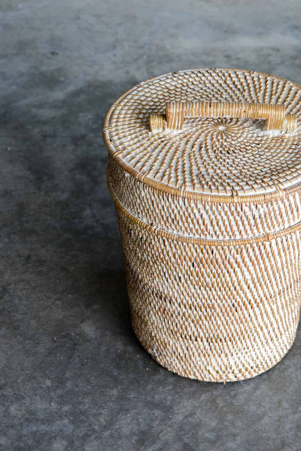 White Rattan Basket - Four