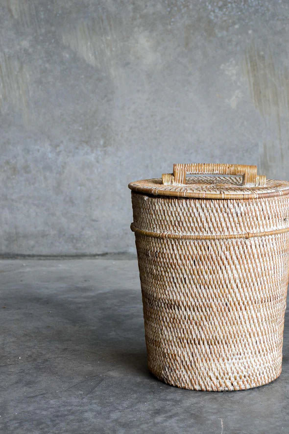 White Rattan Basket - Four