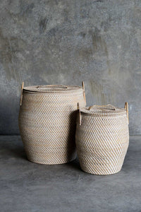 White Rattan Basket - Two