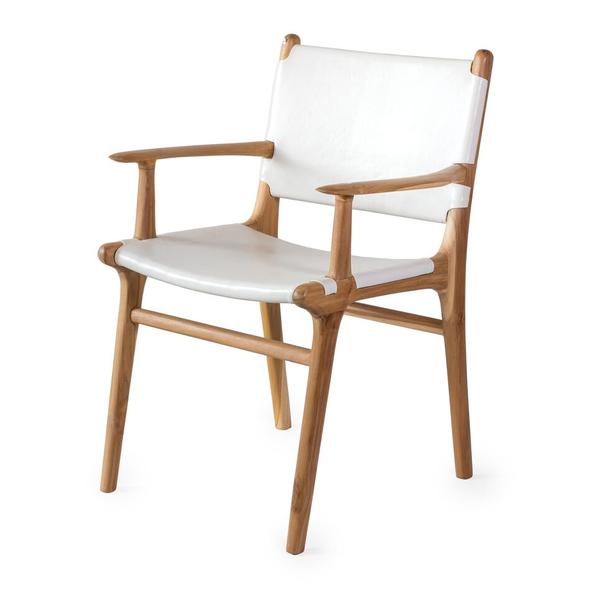 Dining Chair Flat with Arms- White PRE ORDER