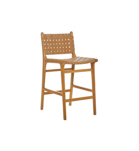Bar Stool Woven with Back - Tan
